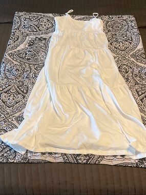 H&M White Tiered Maxi Dress with Spaghetti Straps